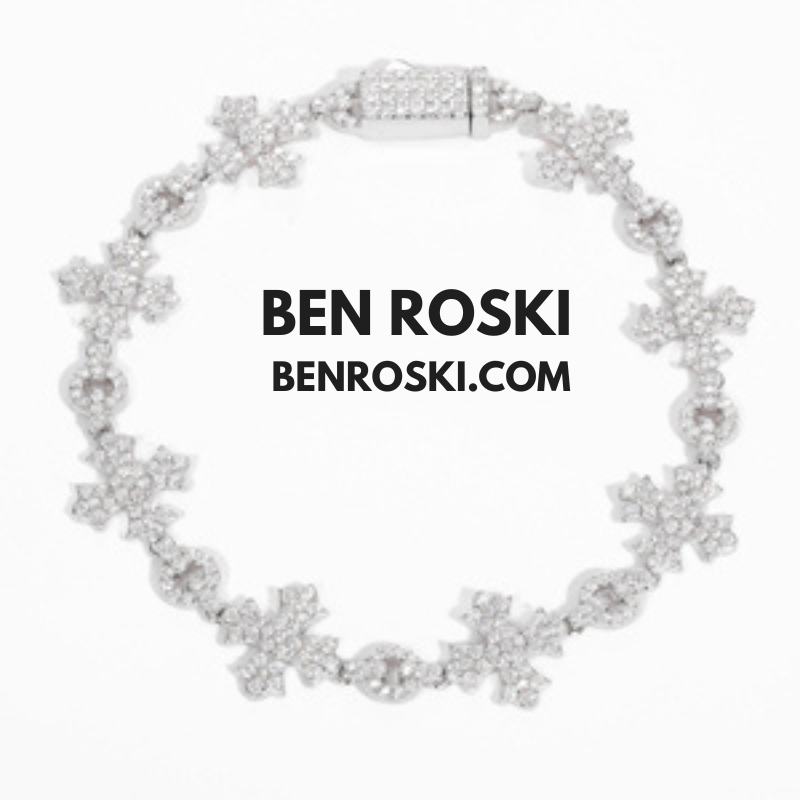 12MM Moissanite Cross Link Bracelet Sterling Silver, Gold, or Rose Gold | GRA Certified