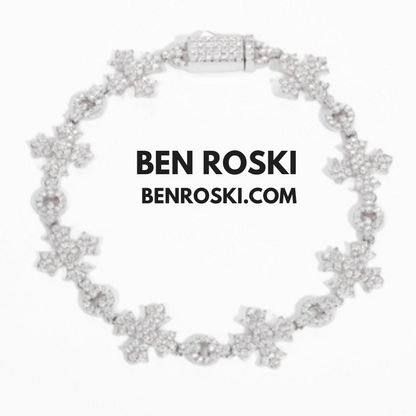12MM Moissanite Cross Link Bracelet Sterling Silver, Gold, or Rose Gold | GRA Certified