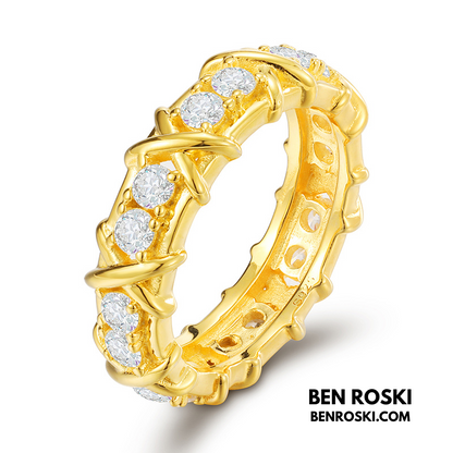 Criss-Cross Eternity Band Stuhrling Silver or Gold & Rose Gold | VVS Moissanite | GRA Certified