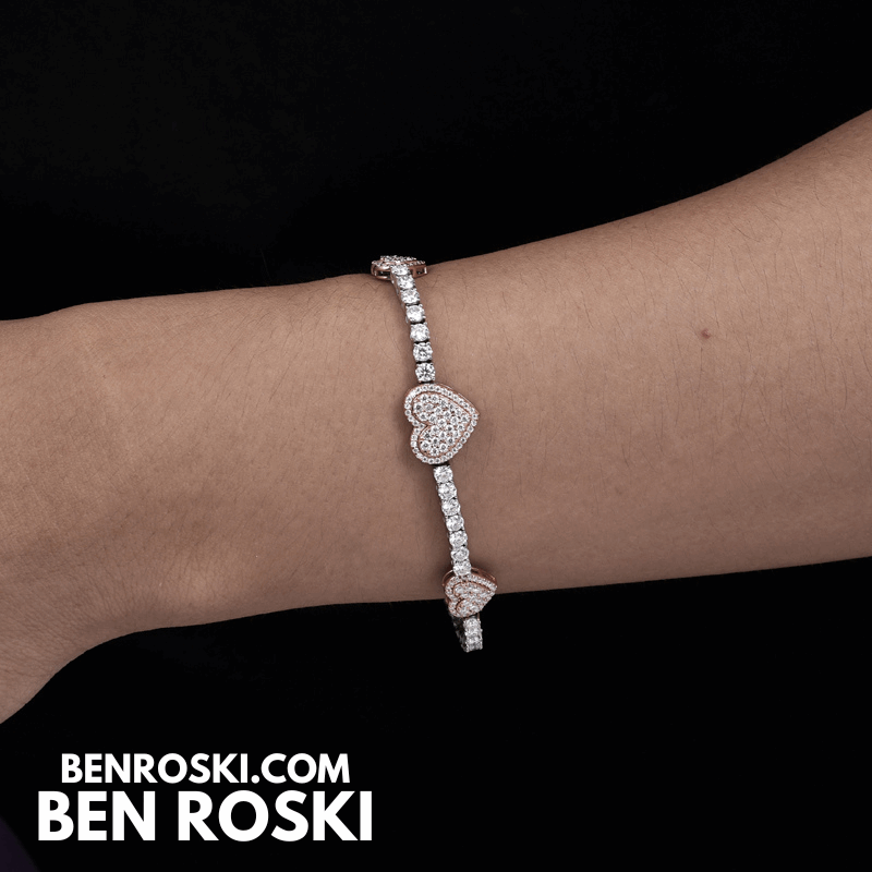 Heart Moissanite Tennis Bracelet – 12MM | 7–8 Inch | 12.28g | S925 Silver, Gold, or Rose Gold | VVS1 Moissanite | GRA Certified