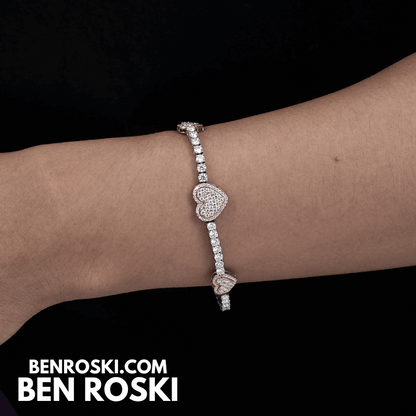 Heart Moissanite Tennis Bracelet – 12MM | 7–8 Inch | 12.28g | S925 Silver, Gold, or Rose Gold | VVS1 Moissanite | GRA Certified