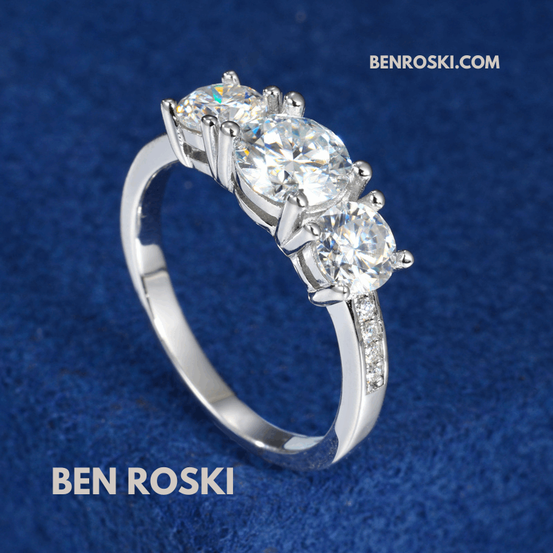 Three-Stone Moissanite Ring – 8MM Width | VVS1 Moissanite | GRA Certified