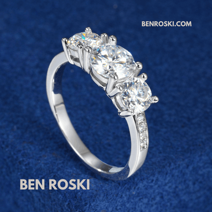Three-Stone Moissanite Ring – 8MM Width | VVS1 Moissanite | GRA Certified