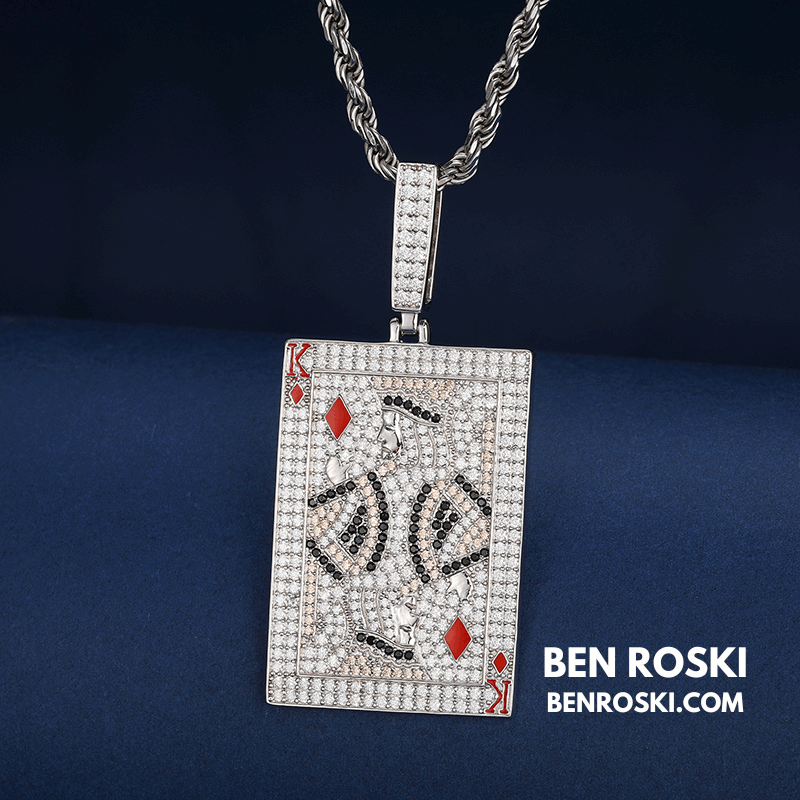 King of Diamonds Pendant – Playing Card Shape | VVS1 Moissanite | GRA Certified