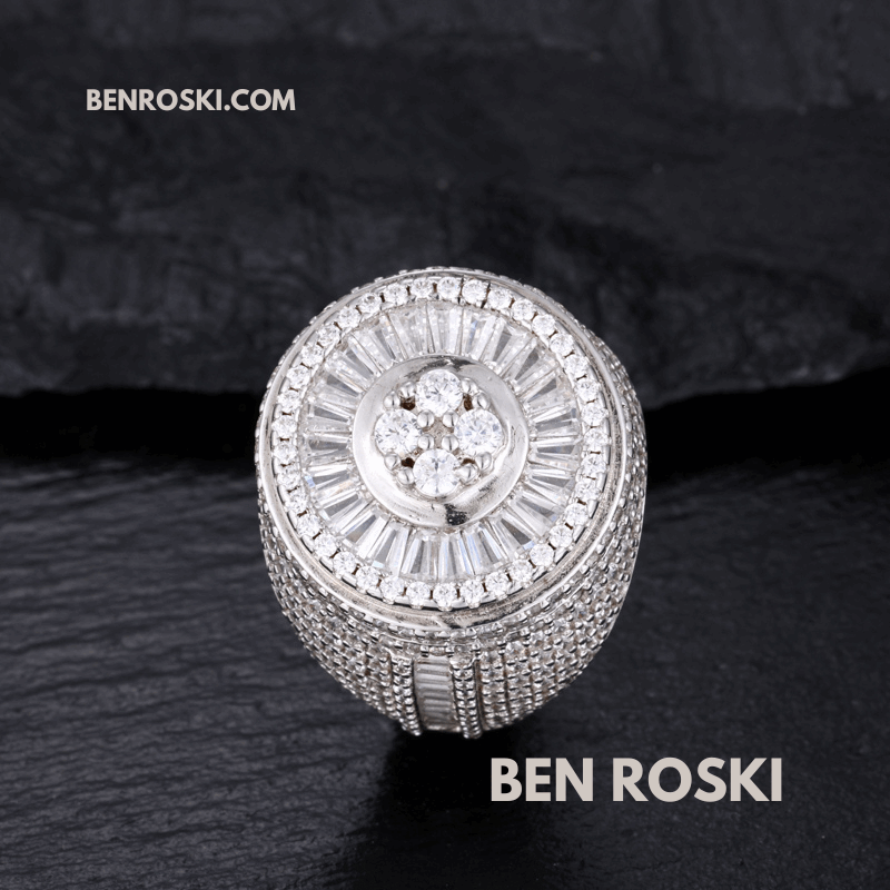 Round Baguette Cluster Ring – 21MM Width | VVS1 Moissanite | GRA Certified