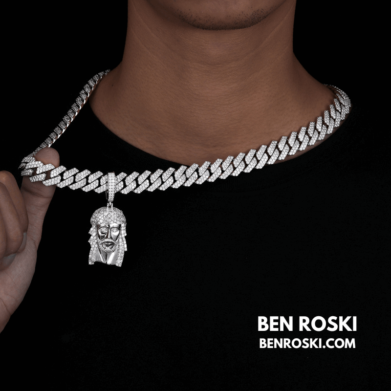 Jesus Face Pendant Sterling Silver, Gold, or Rose Gold | VVS Moissanite | GRA Certified