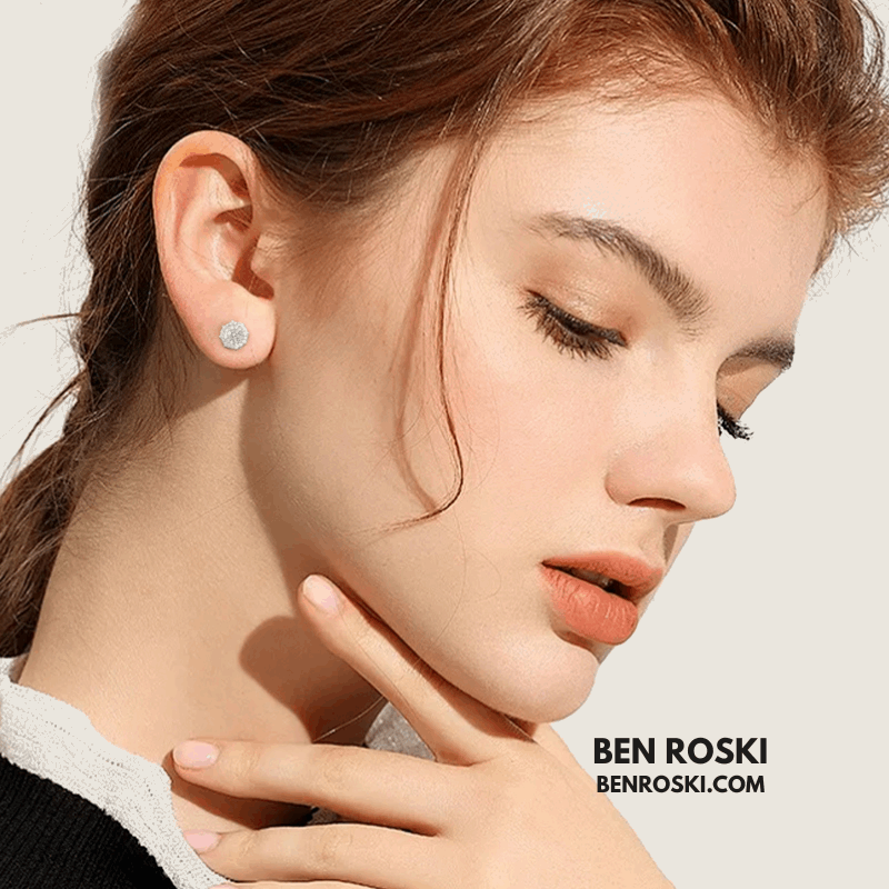 Cluster Stud Earrings Sterling Silver, Gold, or Rose Gold | VVS Moissanite | GRA Certified