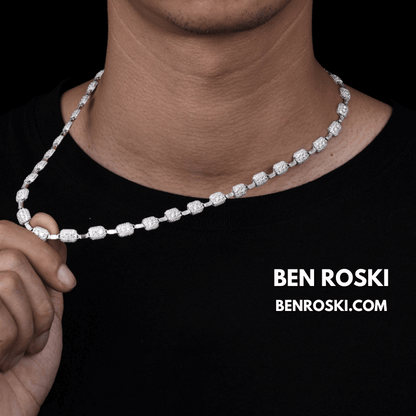 Cushion Link Moissanite Chain – 7MM Width | 22 Inch | 34.17g | GRA Certified