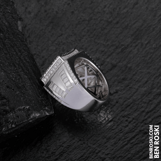 Square Baguette Cluster Ring Sterling Silver | VVS Moissanite | GRA Certified