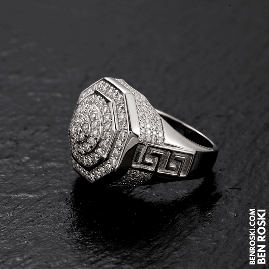 Octagon Cluster Moissanite Ring Sterling Silver, Gold, or Rose Gold | VVS Moissanite | GRA Certified