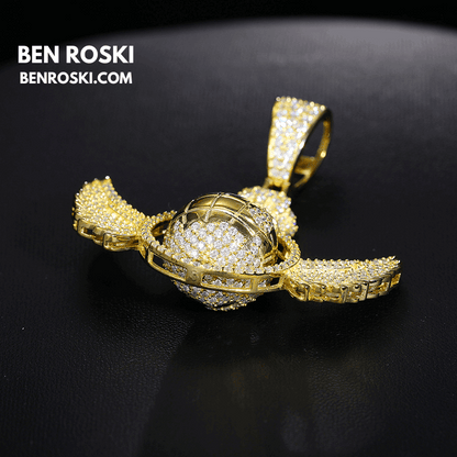 Globe Wings Moissanite Pendant – 44MM Height | VVS1 Moissanite | GRA Certified