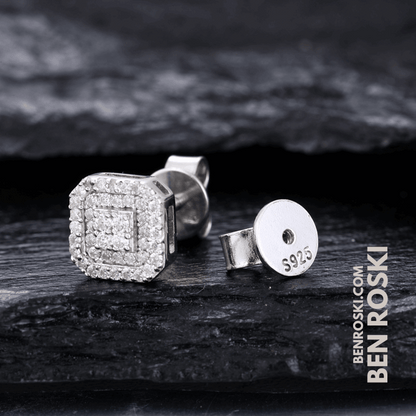 Square Halo Stud Earrings – 7MM | 1.49g | VVS1 Moissanite | GRA Certified