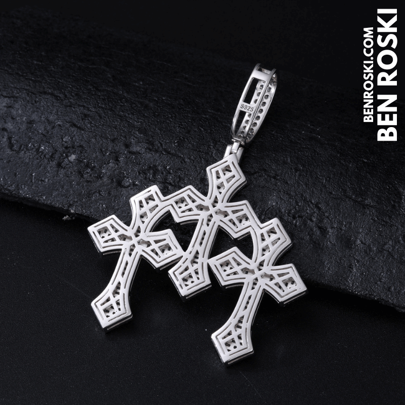 Triple Cross Moissanite Pendant – 69MM Height | VVS1 Moissanite | GRA Certified