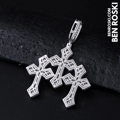 Triple Cross Moissanite Pendant – 69MM Height | VVS1 Moissanite | GRA Certified