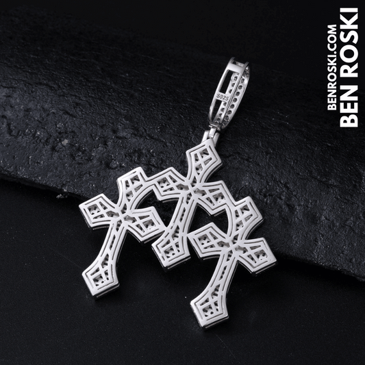 Triple Cross Moissanite Pendant – 69MM Height | VVS1 Moissanite | GRA Certified