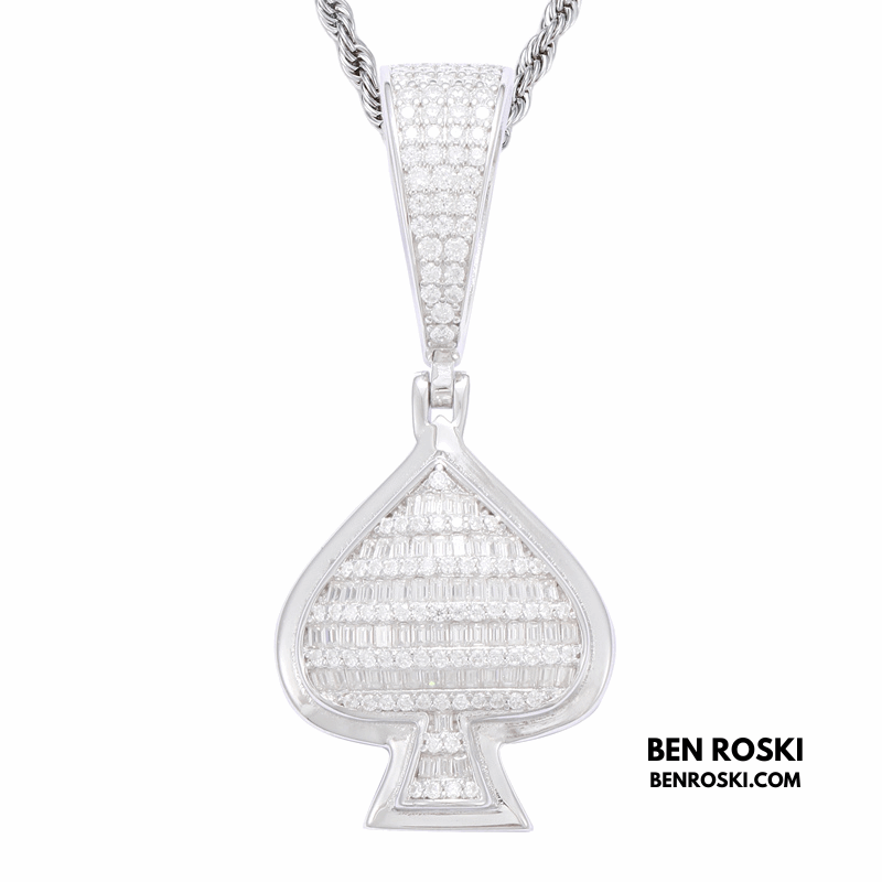 Spade Moissanite Pendant Sterling Silver, Gold, or Rose Gold | VVS Moissanite | GRA Certified