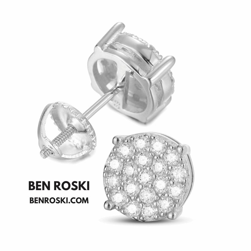 Round Cluster Stud Earrings – VVS1 Moissanite | GRA Certified