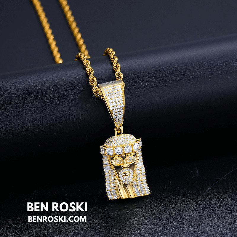 Jesus Face Moissanite Pendant Sterling Silver, Gold, or Rose Gold | VVS Moissanite | GRA Certified
