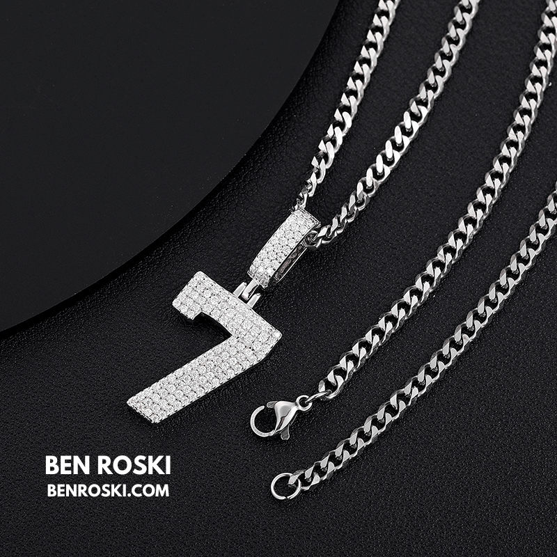 Custom Number Pendant Sterling Silver, Gold, or Rose Gold | VVS Moissanite | GRA Certified