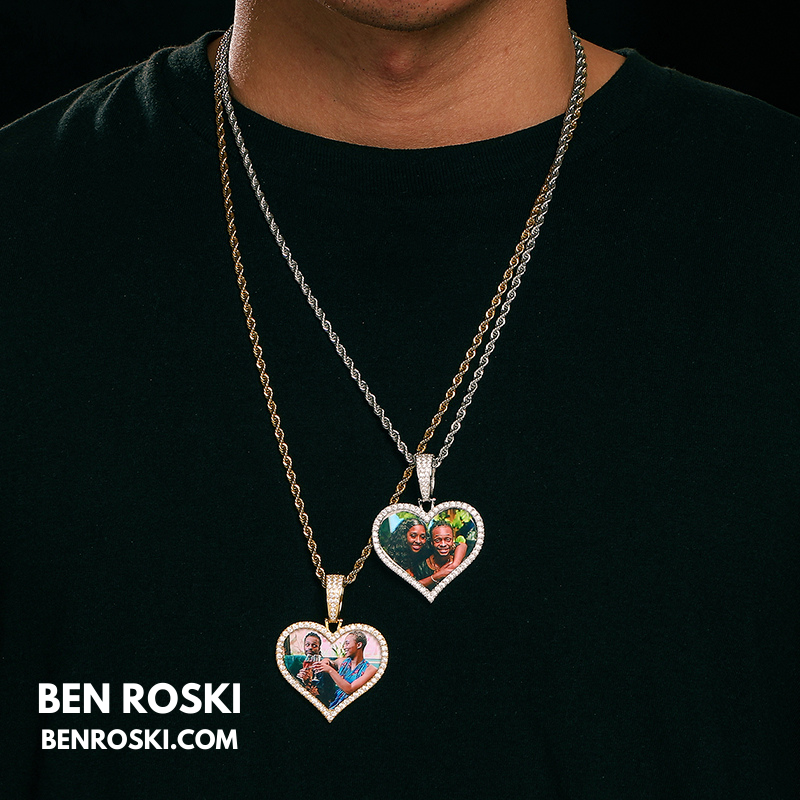 Custom Heart Photo Pendant Sterling Silver, Gold, or Rose Gold | vvs Moissanites | Personalized