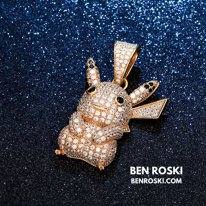 Iced-Out Pikachu Moissanite Pendant – Sterling Silver | Gold, Silver & Rose Gold | GRA Certified