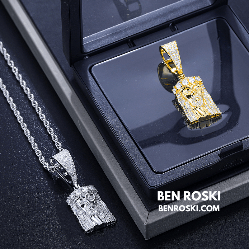 Jesus Face Moissanite Pendant Sterling Silver, Gold, or Rose Gold | VVS Moissanite | GRA Certified