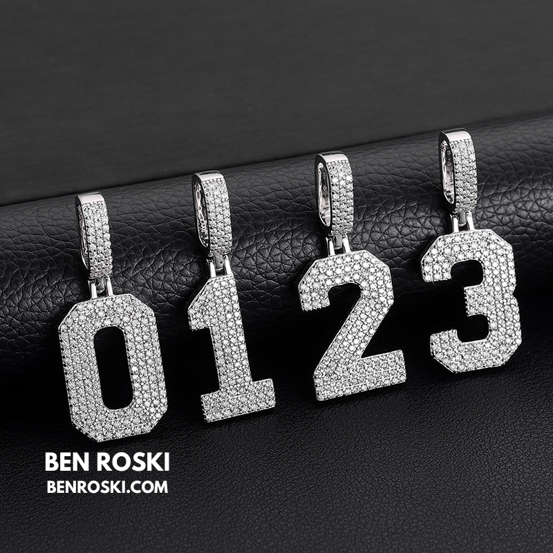 Custom Number Pendant Sterling Silver, Gold, or Rose Gold | VVS Moissanite | GRA Certified