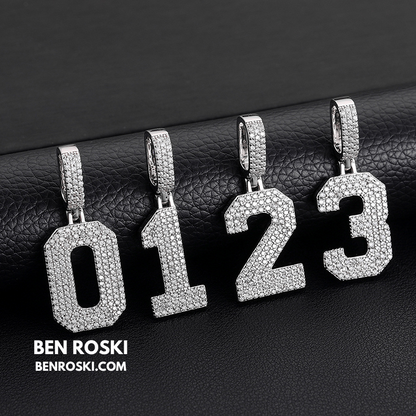 Custom Number Pendant Sterling Silver, Gold, or Rose Gold | VVS Moissanite | GRA Certified