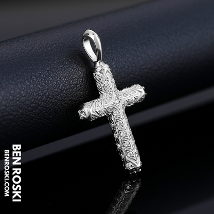 Vintage Moissanite Cross Pendant Sterling Silver, Gold, or Rose Gold | VVS Moissanite | GRA Certified