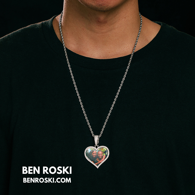 Custom Heart Photo Pendant Sterling Silver, Gold, or Rose Gold | vvs Moissanites | Personalized