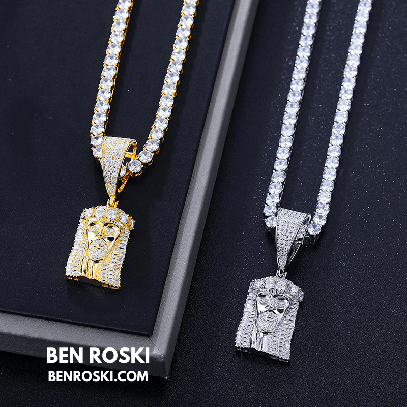 Jesus Face Moissanite Pendant Sterling Silver, Gold, or Rose Gold | VVS Moissanite | GRA Certified