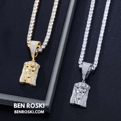 Jesus Face Moissanite Pendant Sterling Silver, Gold, or Rose Gold | VVS Moissanite | GRA Certified