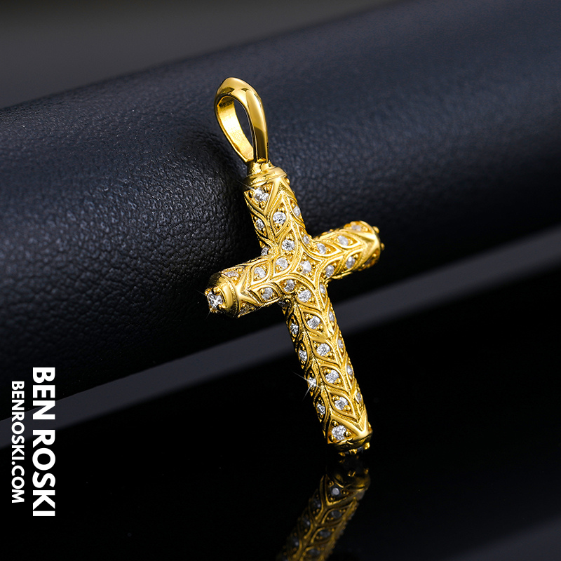 Vintage Moissanite Cross Pendant Sterling Silver, Gold, or Rose Gold | VVS Moissanite | GRA Certified