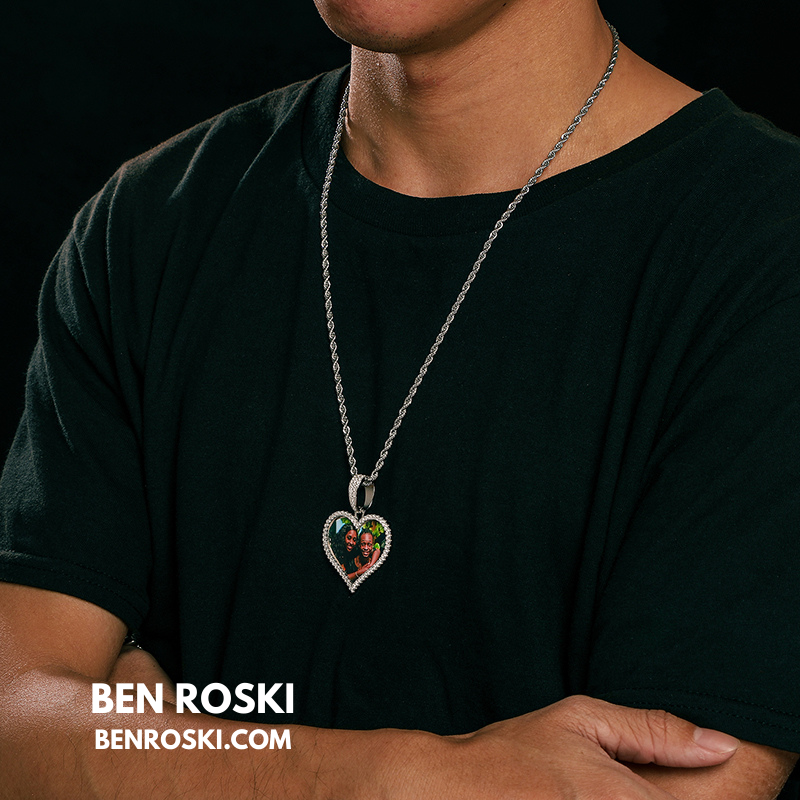 Custom Heart Photo Pendant Sterling Silver, Gold, or Rose Gold | vvs Moissanites | Personalized