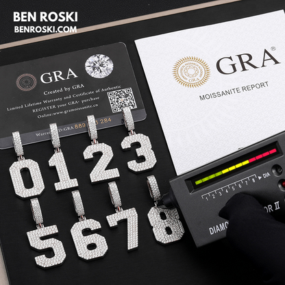 Custom Number Pendant Sterling Silver, Gold, or Rose Gold | VVS Moissanite | GRA Certified