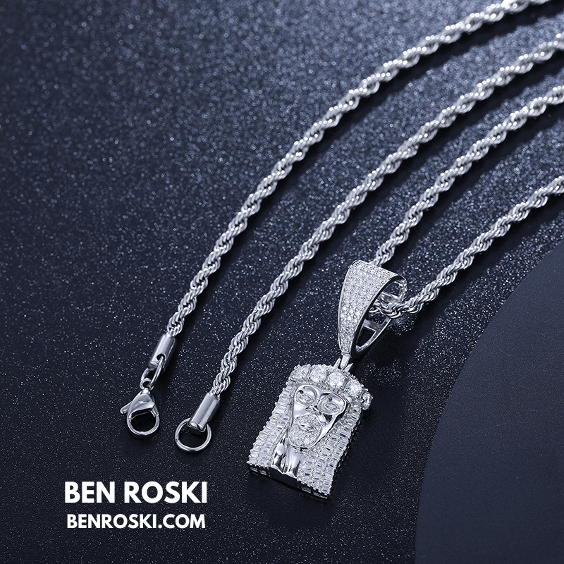 Jesus Face Moissanite Pendant Sterling Silver, Gold, or Rose Gold | VVS Moissanite | GRA Certified