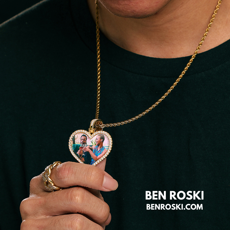 Custom Heart Photo Pendant Sterling Silver, Gold, or Rose Gold | vvs Moissanites | Personalized