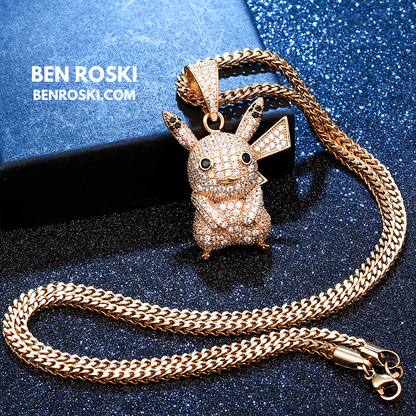Iced-Out Pikachu Moissanite Pendant – Sterling Silver | Gold, Silver & Rose Gold | GRA Certified