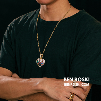 Custom Heart Photo Pendant Sterling Silver, Gold, or Rose Gold | vvs Moissanites | Personalized