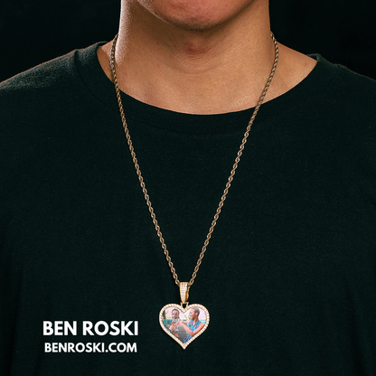 Custom Heart Photo Pendant Sterling Silver, Gold, or Rose Gold | vvs Moissanites | Personalized