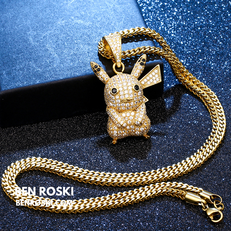 Iced-Out Pikachu Moissanite Pendant – Sterling Silver | Gold, Silver & Rose Gold | GRA Certified