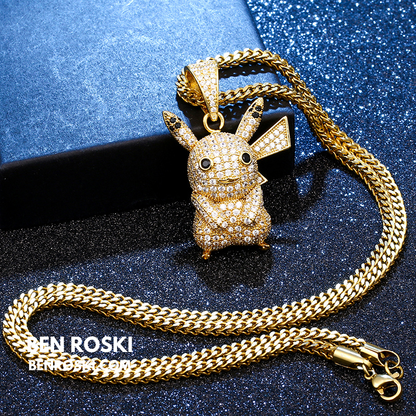 Iced-Out Pikachu Moissanite Pendant – Sterling Silver | Gold, Silver & Rose Gold | GRA Certified