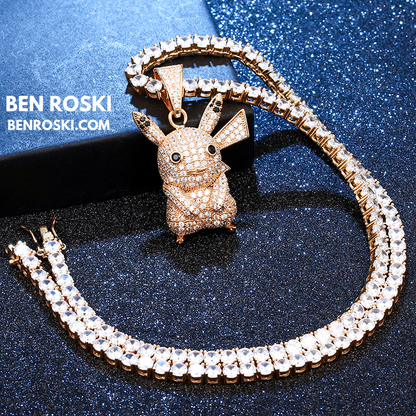 Iced-Out Pikachu Moissanite Pendant – Sterling Silver | Gold, Silver & Rose Gold | GRA Certified