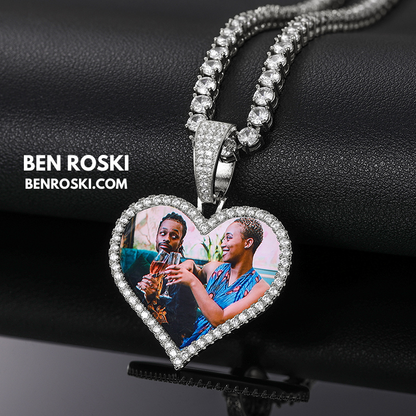 Custom Heart Photo Pendant Sterling Silver, Gold, or Rose Gold | vvs Moissanites | Personalized
