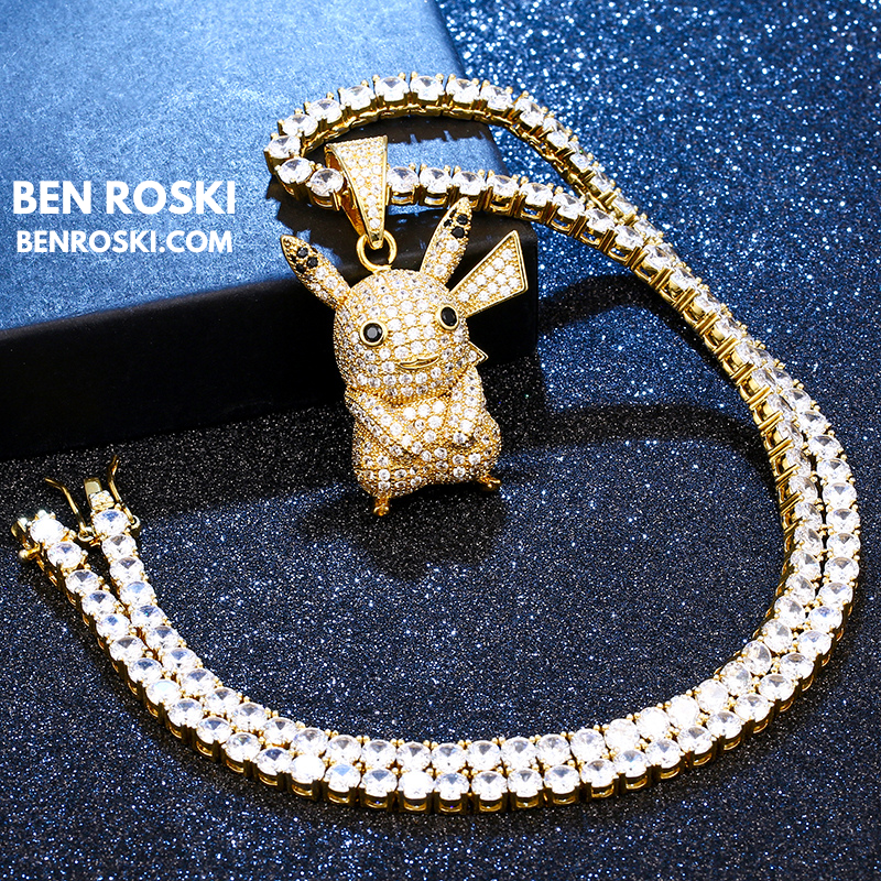 Iced-Out Pikachu Moissanite Pendant – Sterling Silver | Gold, Silver & Rose Gold | GRA Certified