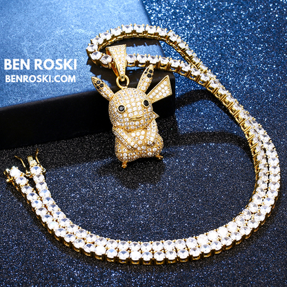 Iced-Out Pikachu Moissanite Pendant – Sterling Silver | Gold, Silver & Rose Gold | GRA Certified