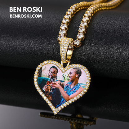Custom Heart Photo Pendant Sterling Silver, Gold, or Rose Gold | vvs Moissanites | Personalized