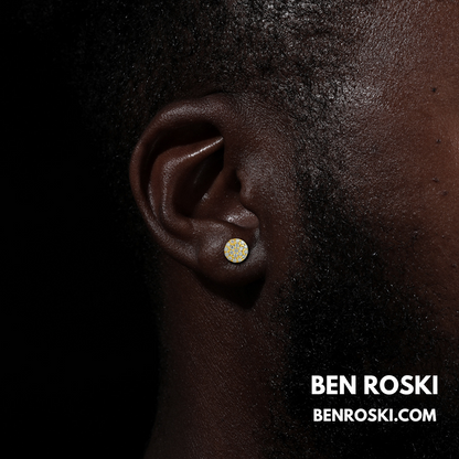 Round Cluster Stud Earrings Sterling Silver with Gold or Rose Gold Plating | VVS Moissanite | GRA Certified