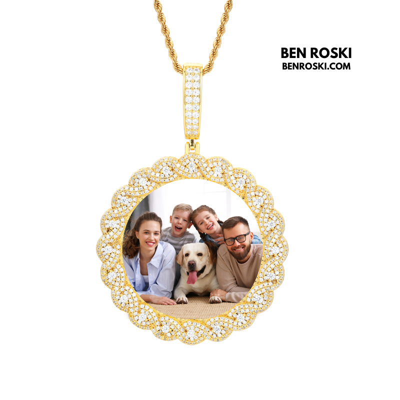 Custom Moissanite Photo Pendant Sterling Silver or Gold/Rose Gold Plated | VVS Moissanite | GRA Certified