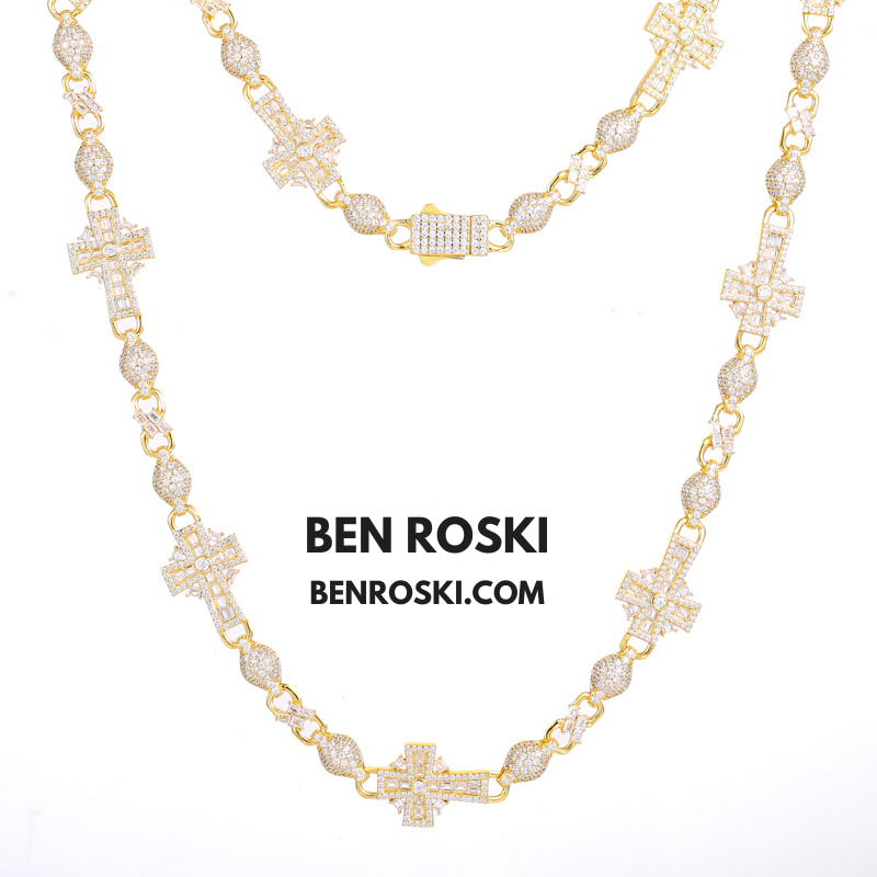 Cross Link Moissanite Necklace Sterling Silver, Gold & Rose Gold | GRA Certified